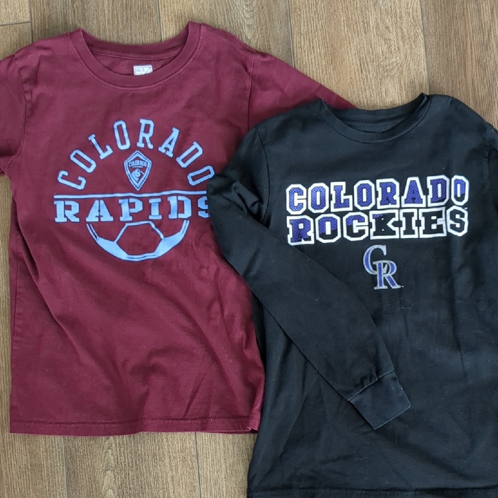 Colorado Rapids and Rockies Kids 2-pack Sports Team T-Shirts - Maroon and Black